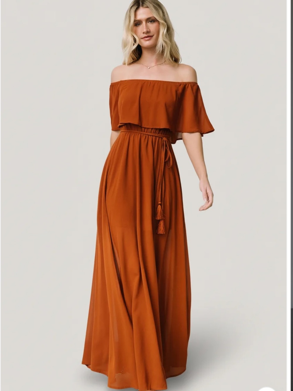 Baltic Born Women’s Victoria Off Shoulder Maxi Dress in Spice size Small